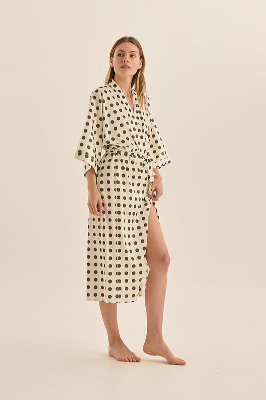 Lana Olive Spot Robe - Gingerlilly Sleepwear
