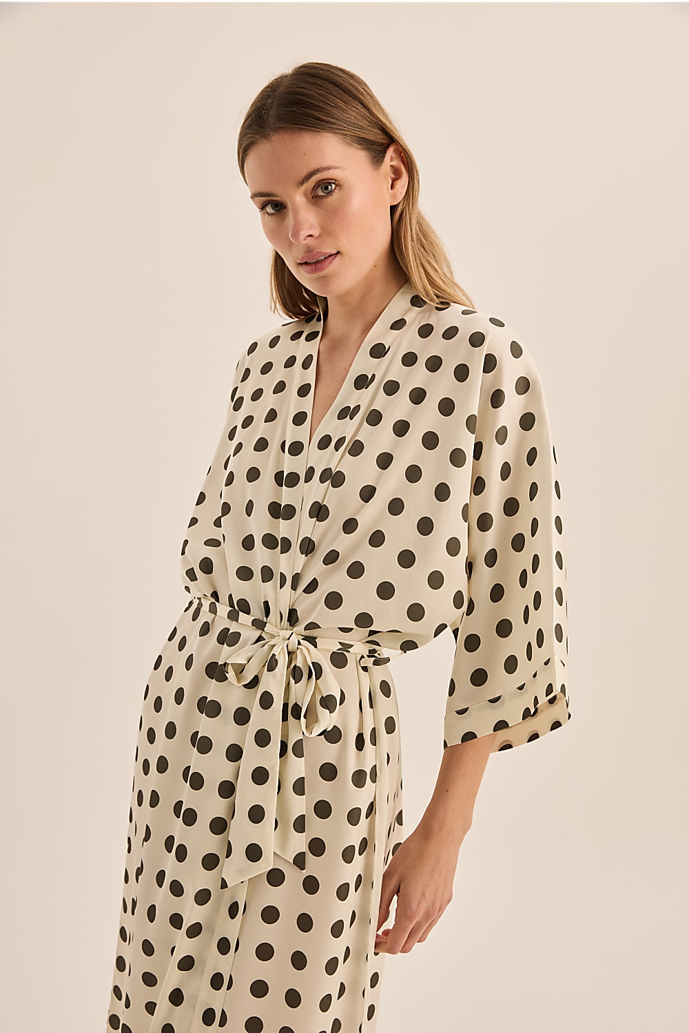 Lana Olive Spot Robe - Gingerlilly Sleepwear