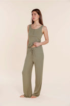 Liberty Ribbed Singlet Henley Top - Gingerlilly Sleepwear
