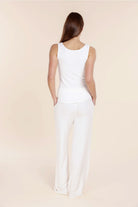 Gingerlilly Liberty Ribbed Singlet Henley Top - White - Back