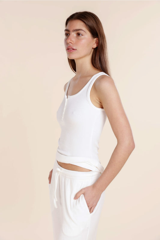 Liberty Ribbed Singlet Henley Top