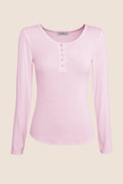Lille Ribbed Long Sleeve Henley Top - Gingerlilly Sleepwear