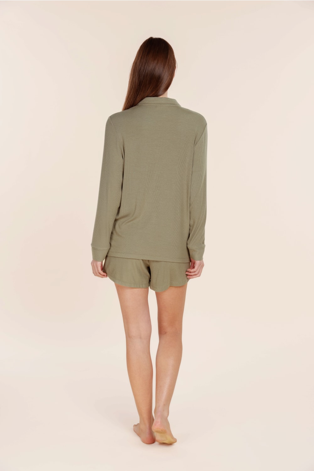 London Ribbed Long Sleeve Button Up Top - Gingerlilly Sleepwear