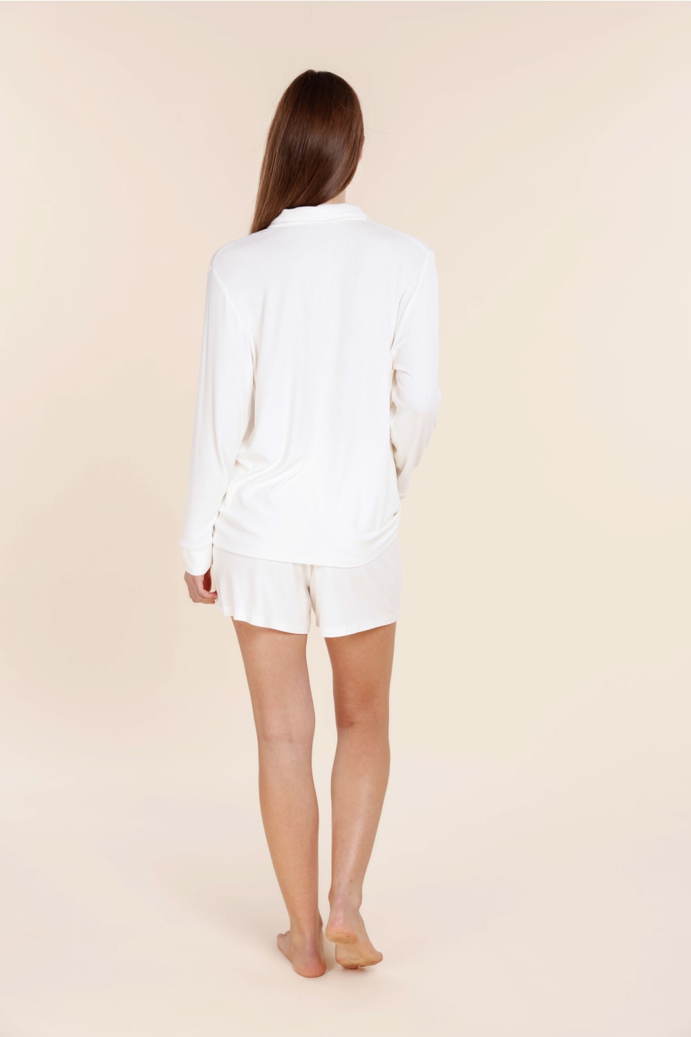 London Ribbed Long Sleeve Button Up Top - Gingerlilly Sleepwear