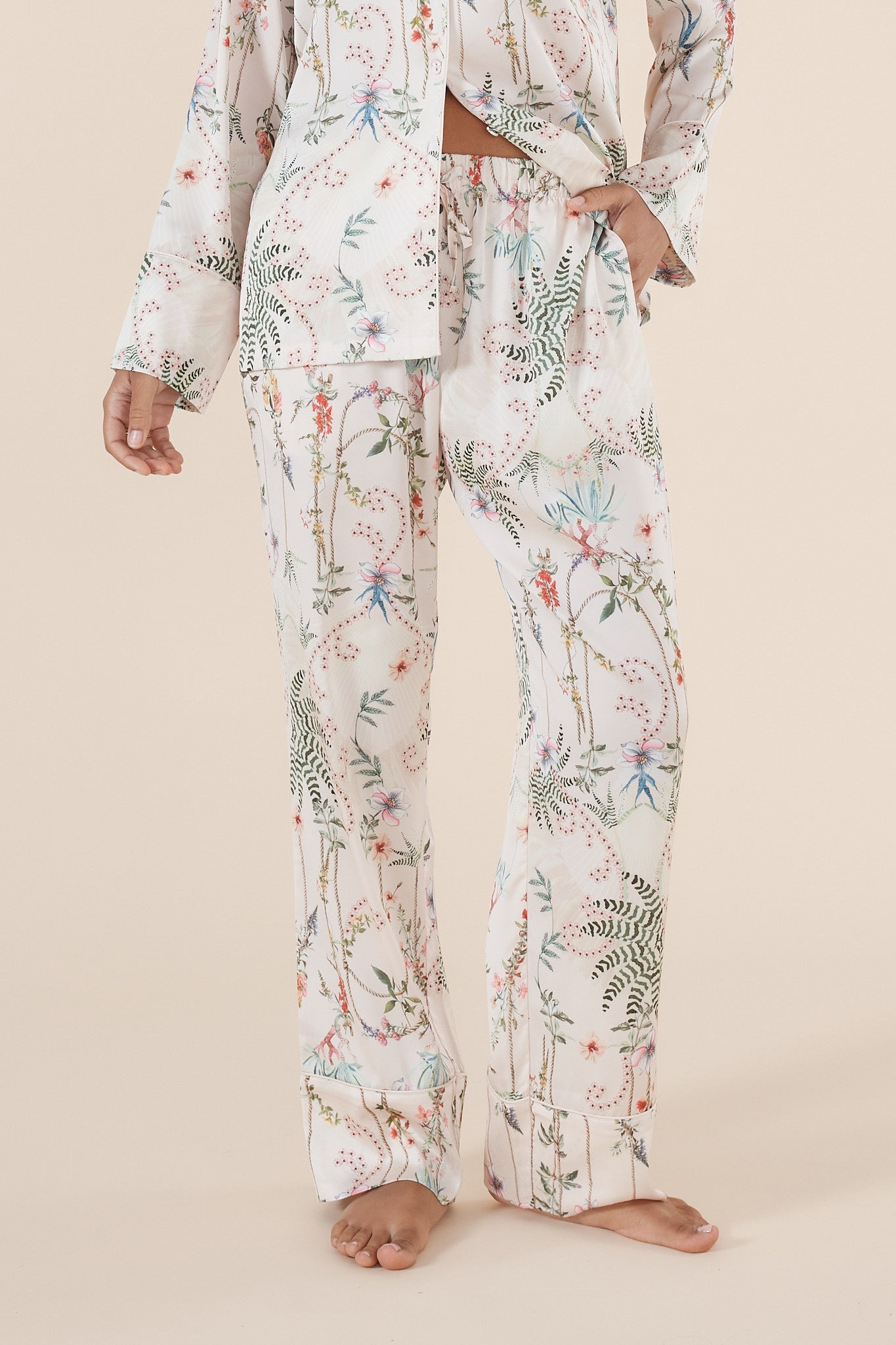 Maeve Botanical Print Satin PJ set - Gingerlilly Sleepwear