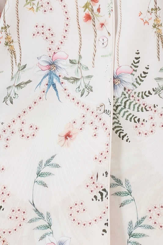Maeve Botanical Print Satin PJ set - Gingerlilly Sleepwear