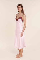 Gingerlilly Magnolia Silky Satin Long Gown - Pink - Side