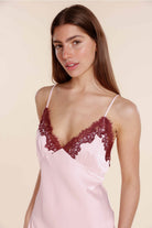 Gingerlilly Magnolia Silky Satin Long Gown - Pink - Front alt