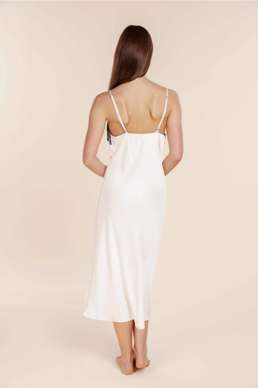 Gingerlilly Magnolia Silky Satin Long Gown - Ivory - Back