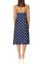 Mara Long Navy Spot Nightie - Gingerlilly Sleepwear