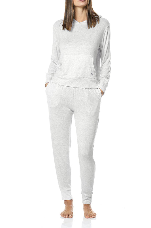 Marlena Light Grey Hooded Loungeset - Gingerlilly Sleepwear