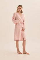 Mia Pink Linen Bathrobe - Gingerlilly Sleepwear