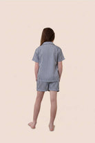 Gingerlilly Mini Camilla Cotton Short PJ Set - Navy Stripe - Back