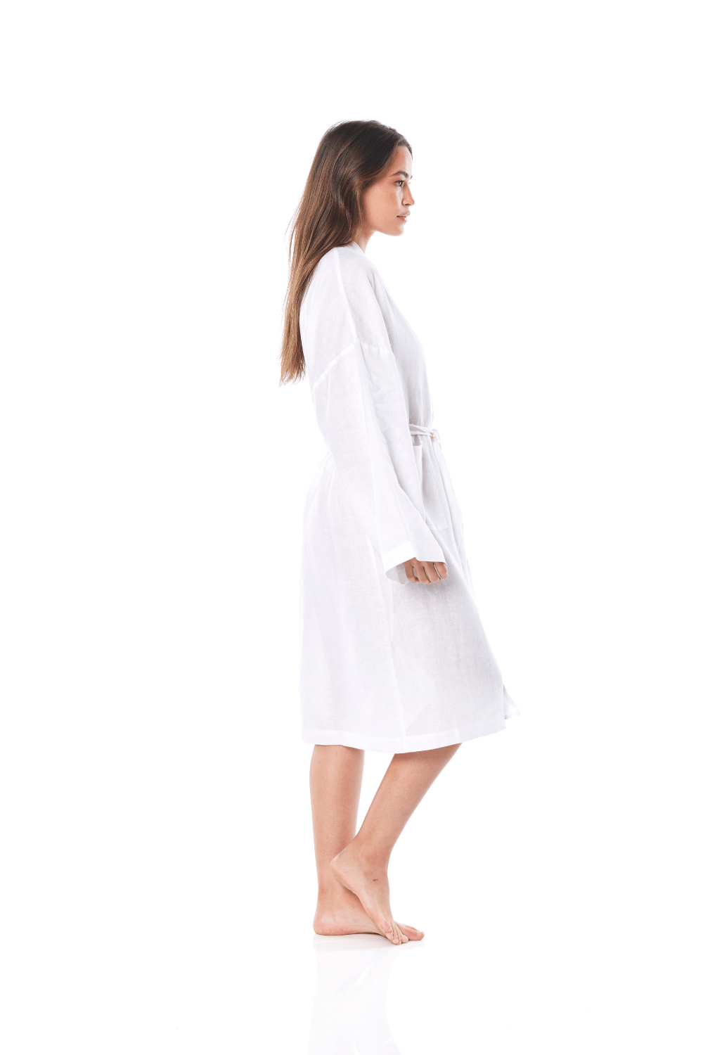 Nola White Linen Robe - Gingerlilly Sleepwear