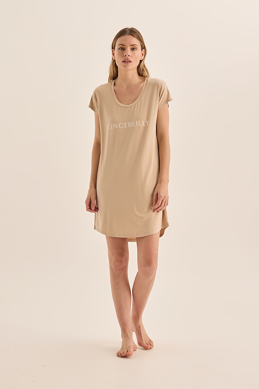 Gingerlilly Nova Natural Bamboo Tee Nightie - Front