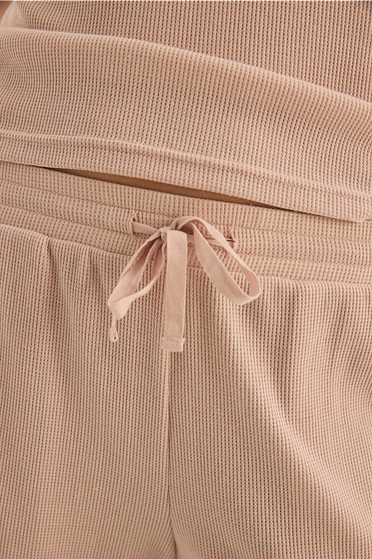 Olivia Beige Waffle Short Set - Gingerlilly Sleepwear