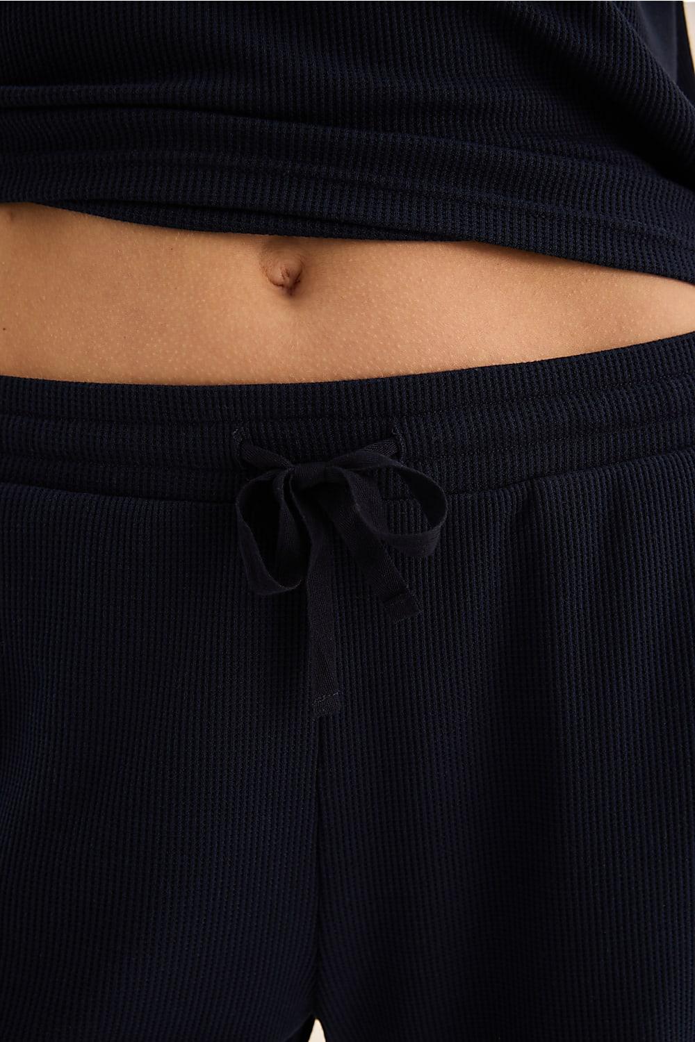 Olivia Navy Waffle Short Set - Gingerlilly Sleepwear