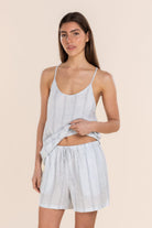 Gingerlilly Ophelia Linen Shorts - Blue Stripe - Styled