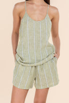 Gingerlilly Ophelia Linen Shorts - Olive Stripe - Styled