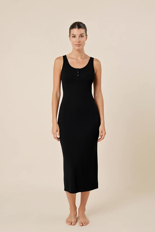 Monique Long Sleeveless Henley Dress