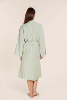 Gingerlilly Rosalind Linen Robe - Olive Stripe - Back