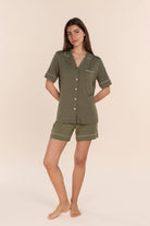 Gingerlilly Sadie Bamboo Short PJ Set - Olive - Front