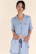 Gingerlilly Sadie Bamboo Short PJ Set - Blue - Detail