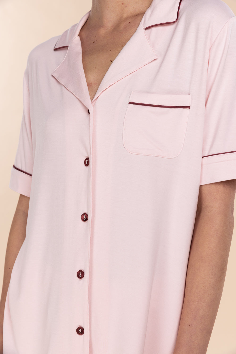 Gingerlilly Sadie Bamboo Short PJ Set - Pink - Detail alt