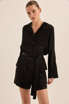 Sapphire Black Pure Silk PJ Set - Gingerlilly Sleepwear