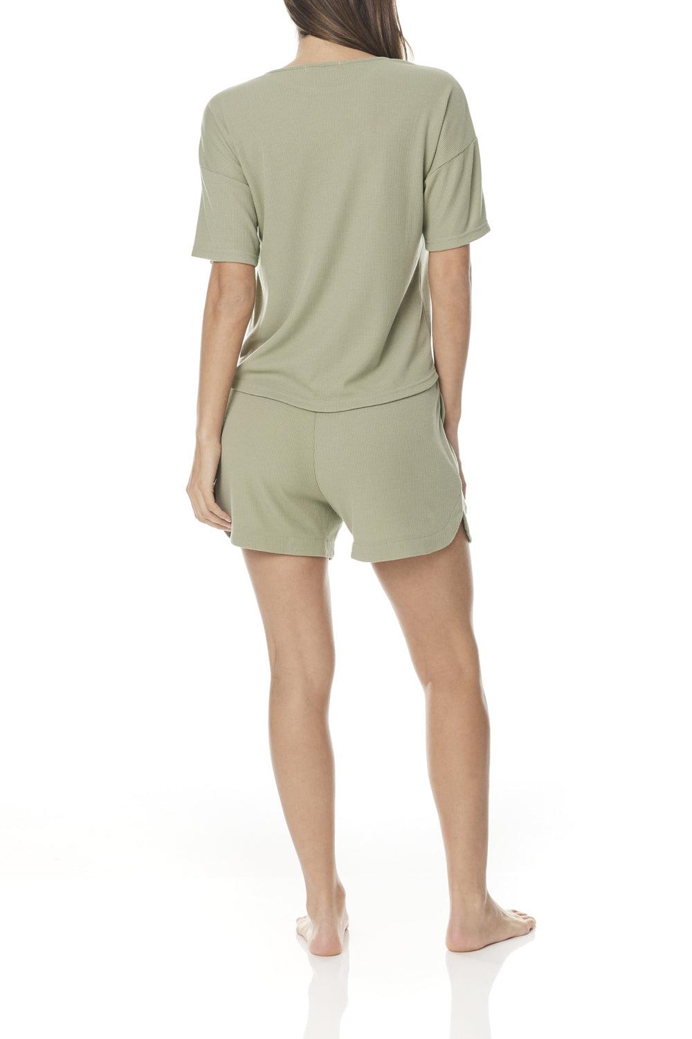 Singrid Sage Waffle Short Set - Gingerlilly Sleepwear
