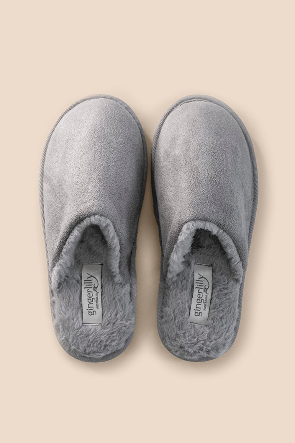 St Moritz Mock Suede Slipper Grey