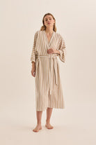 Gingerlilly Sunny Natural Stripe Linen Robe - Front
