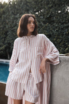 Gingerlilly Sunny Pink Stripe Linen Robe - Lifestyle