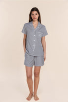 Gingerlilly Camilla Cotton Short PJ Set - Navy Stripe - Front