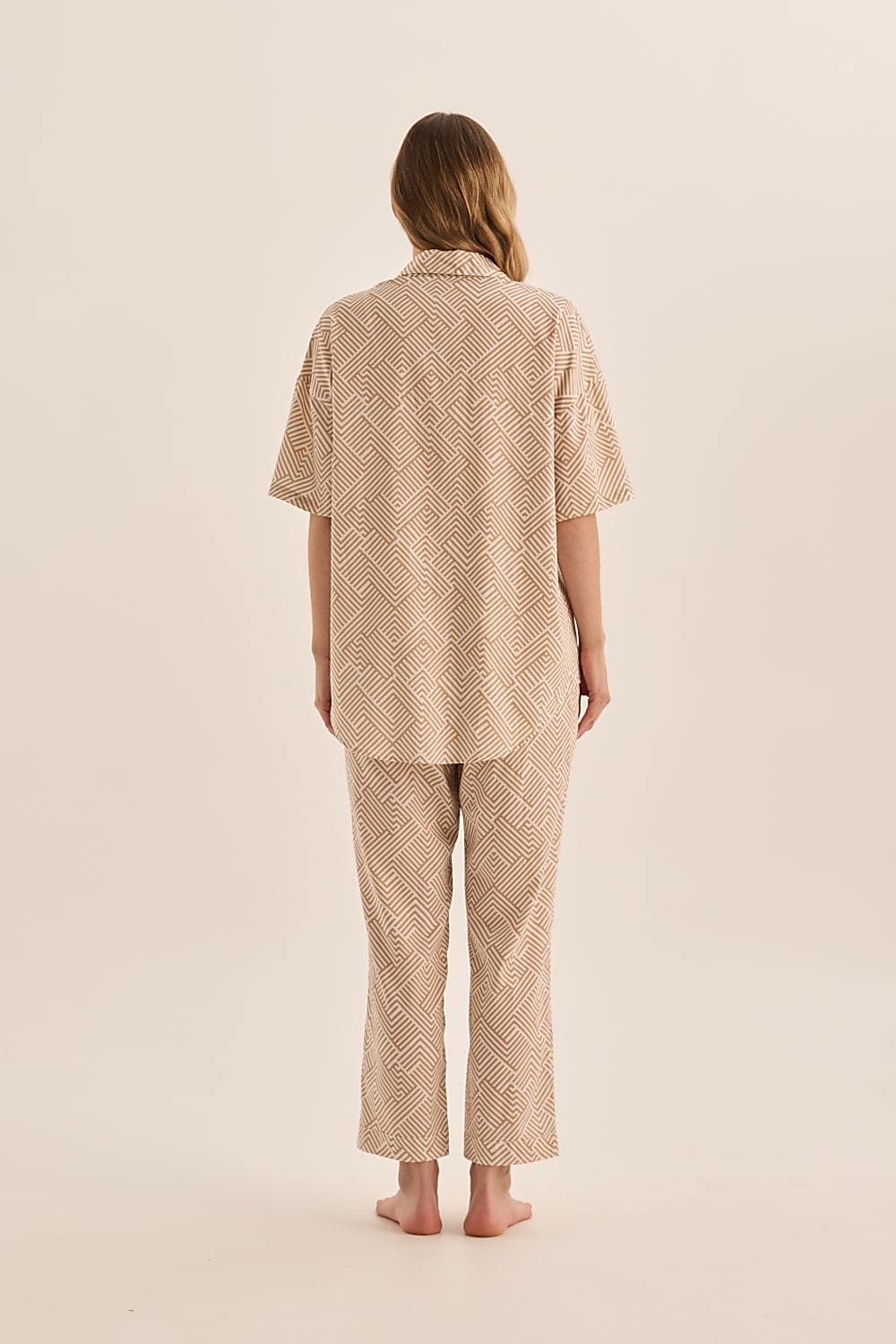 Telisha Natural Geo Cotton PJ Set - Gingerlilly Sleepwear