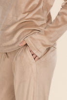 Gingerlilly Thea Velour Long Lounge Set - Beige - Detail