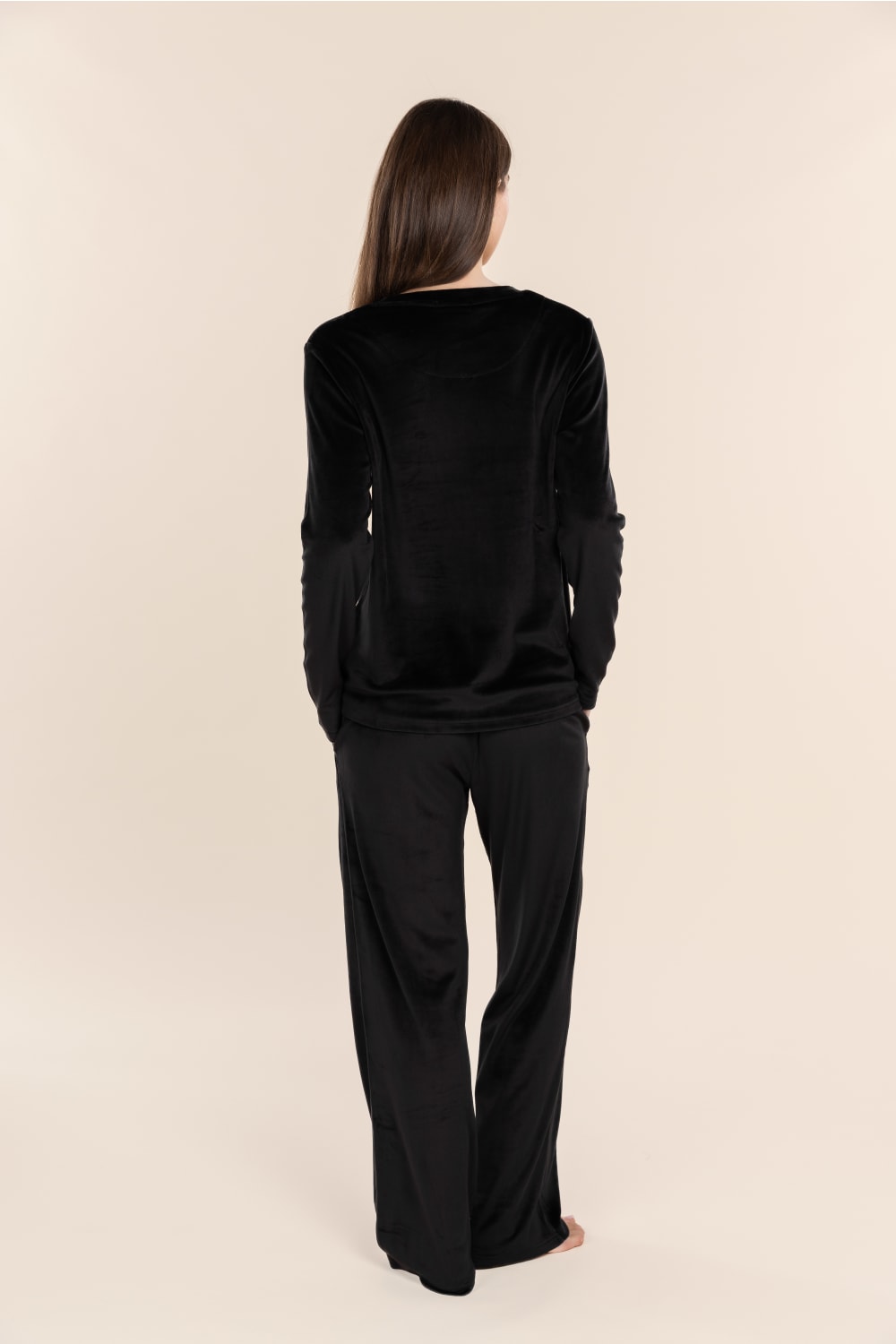 Thea Velour Lounge Set Black | Women’s Soft Velour Pyjamas Set