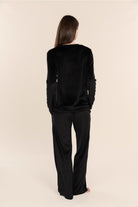 Thea Velour Lounge Set Black | Women’s Soft Velour Pyjamas Set