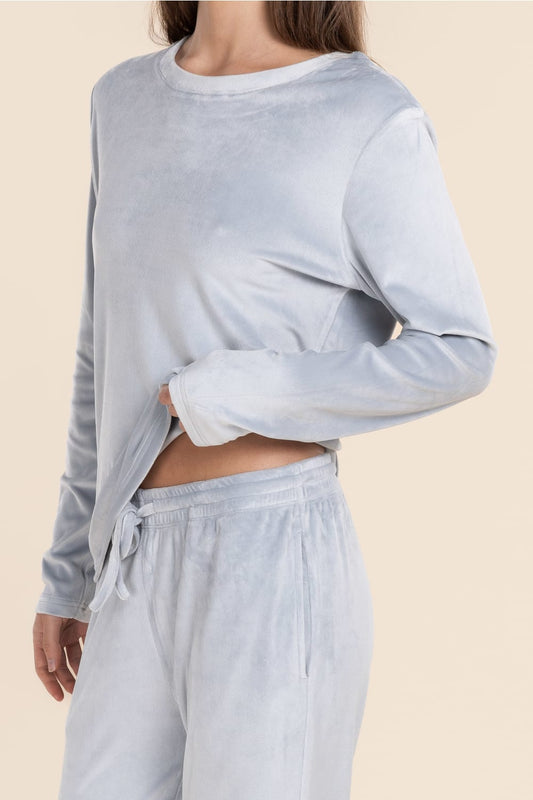Thea Velour Lounge Set Pale Blue | Women’s Relaxed Sweat Set