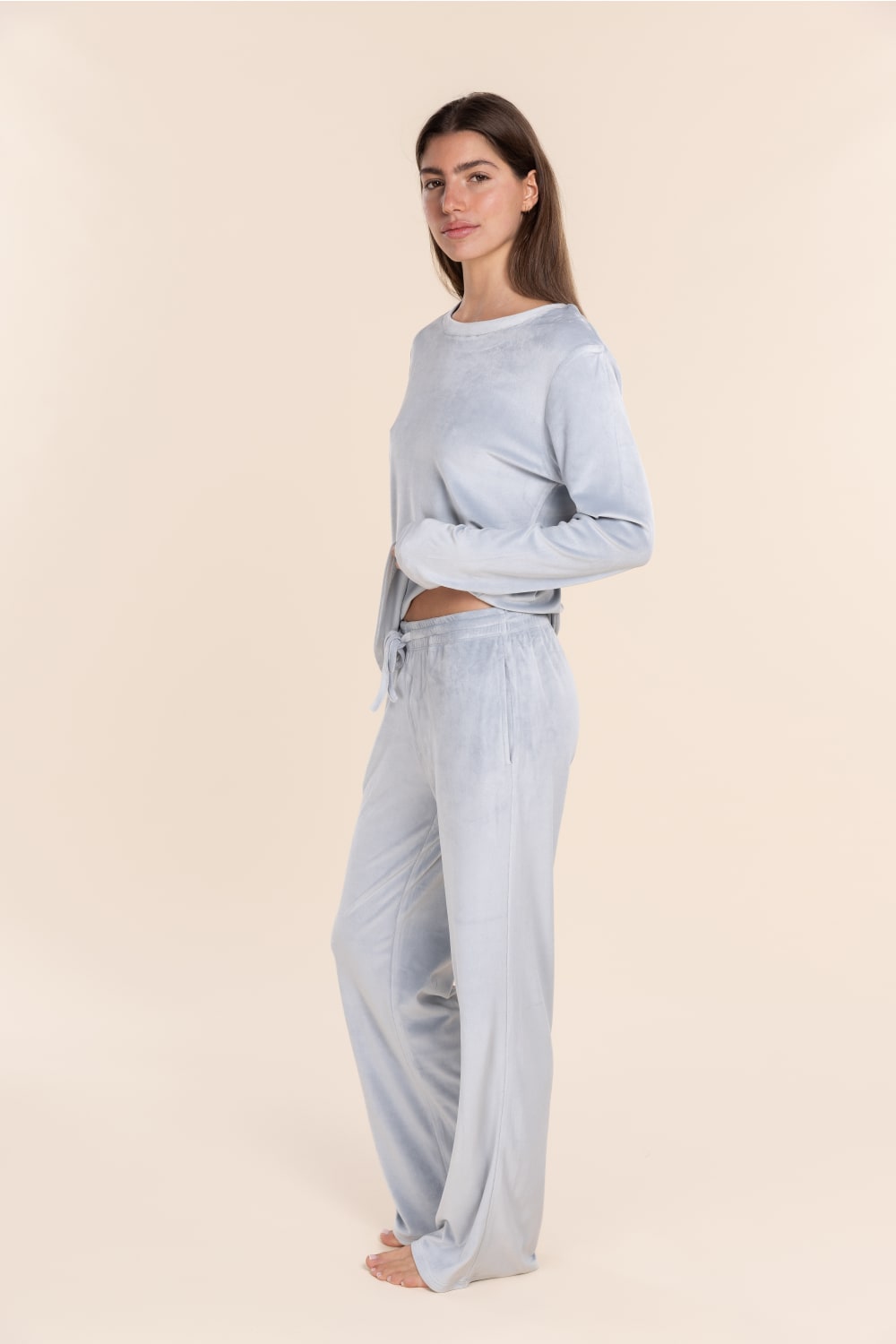 Thea Velour Lounge Set Pale Blue | Women’s Relaxed Sweat Set