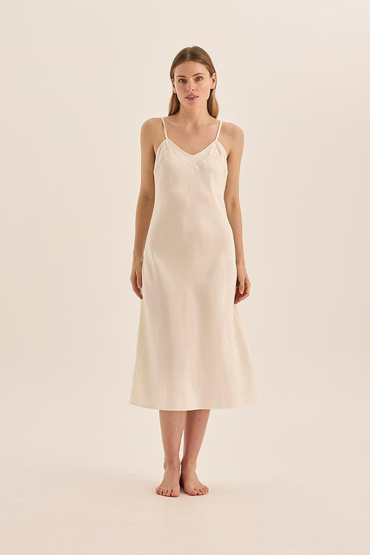 Yana Satin Ivory Slip Dress - Gingerlilly Sleepwear